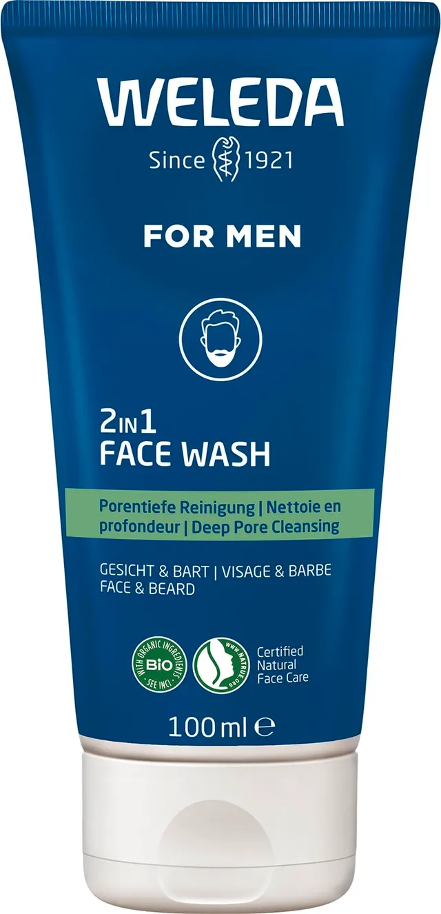 weleda-bio-for-men-2in1-face-wash-100-ml-vegane-gesichtsreinigung-bartpflege-was image 1
