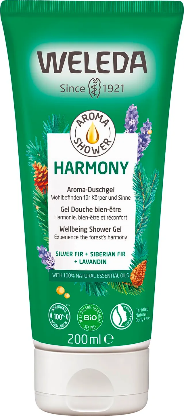 weleda-bio-aroma-shower-harmony-duschgel-200-ml-vegane-naturkosmetik-dusche-mit- image 1