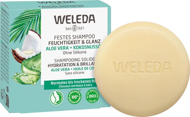 weleda-bio-festes-shampoo-feuchtigkeit-glanz-50-g-veganes-festshampoo-mit-bio-al image 1