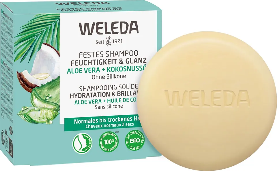 weleda-bio-festes-shampoo-feuchtigkeit-glanz-50-g-veganes-festshampoo-mit-bio-al image 1