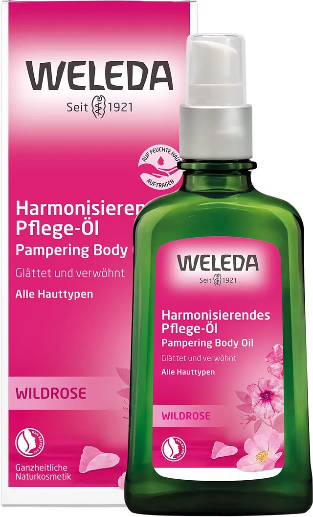 weleda-wildrose-k-rper-l-100ml-harmonisierendes-pflege-massage-l-mit-jojoba-und- image 1