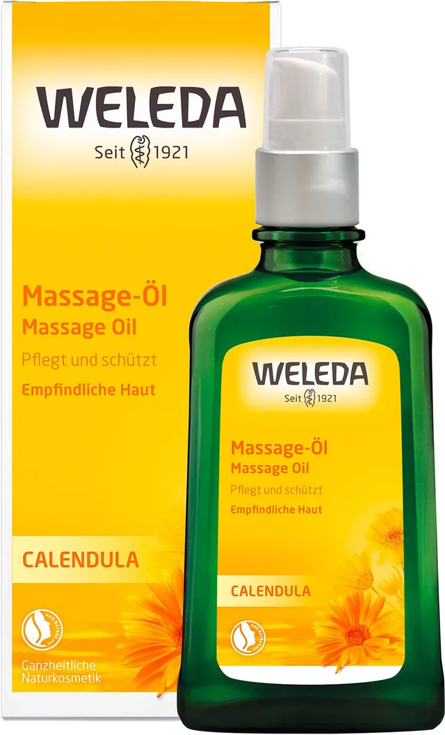 weleda-bio-calendula-massage-l-mildes-naturkosmetik-k-rper-pflege-l-mit-sonnenbl image 1