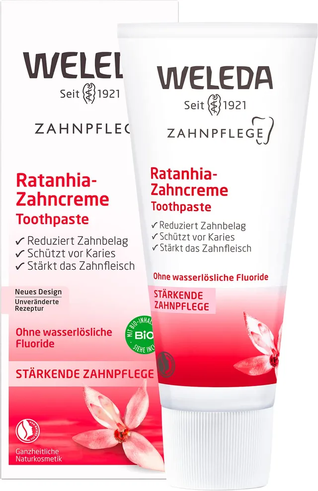 weleda-bio-ratanhia-zahnpasta-fluoridfreie-naturkosmetik-zahncreme-75-ml-vegan-s image 1
