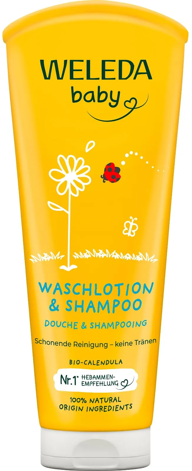 weleda-bio-calendula-baby-waschlotion-shampoo-veganes-2in1-naturkosmetik-duschge image 1