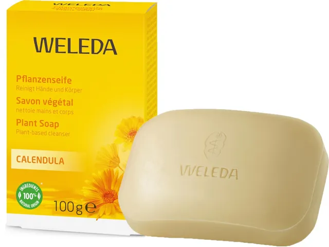 weleda-bio-calendula-handseife-k-rperseife-100g-palm-lfreie-pflanzenseife-mit-ko image 1