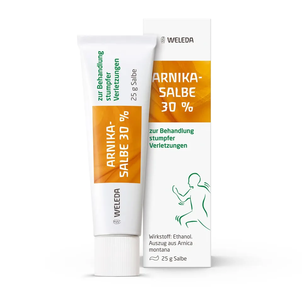 weleda-arnika-salbe-30-25-g-hochkonzentrierte-schmerzsalbe-bei-prellungen-zerrun image 1