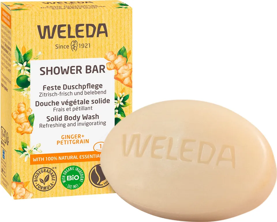 weleda-bio-festes-duschgel-ingwer-petitgrain-75-g-vegane-plastikfreie-shower-bar image 1