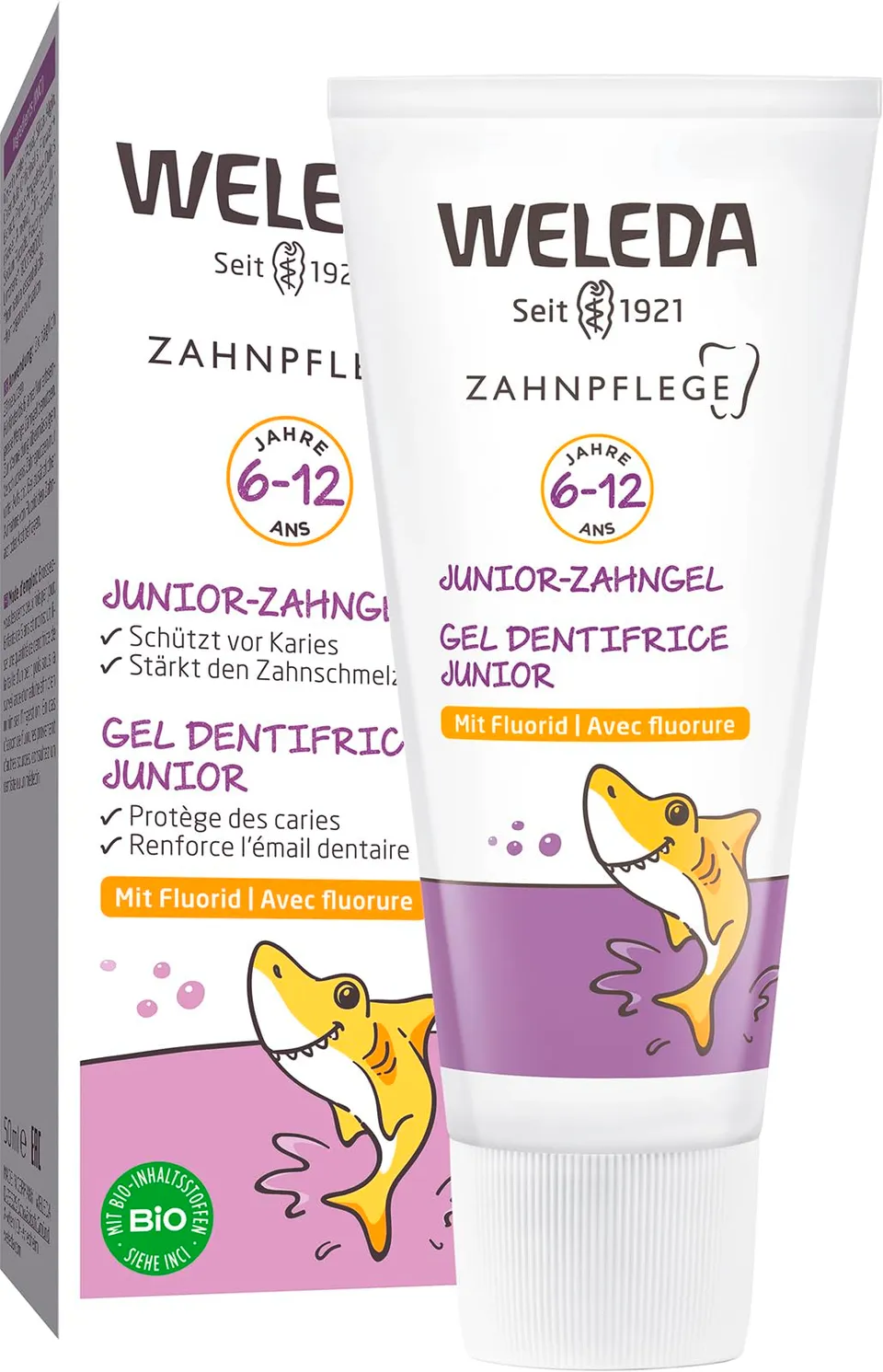 weleda-bio-junior-zahngel-mit-fluorid-50-ml-veganes-naturzahnpasta-gel-f-r-kinde image 1