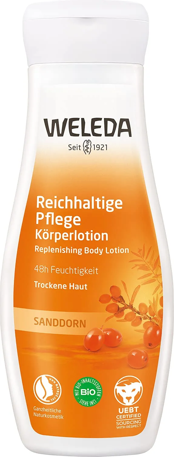 weleda-bio-sanddorn-bodylotion-200-ml-reichhaltige-vegane-k-rperlotion-f-r-trock image 1