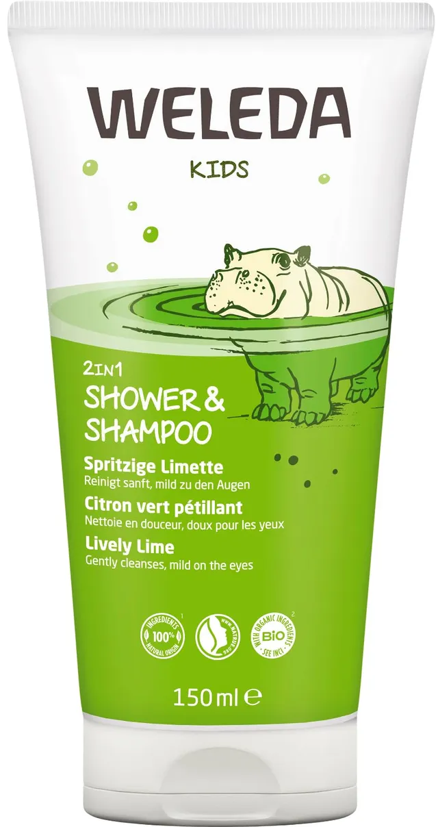 weleda-kids-2in1-shower-shampoo-spritzige-limette-150-ml-sanfte-kinder-duschpfle image 1