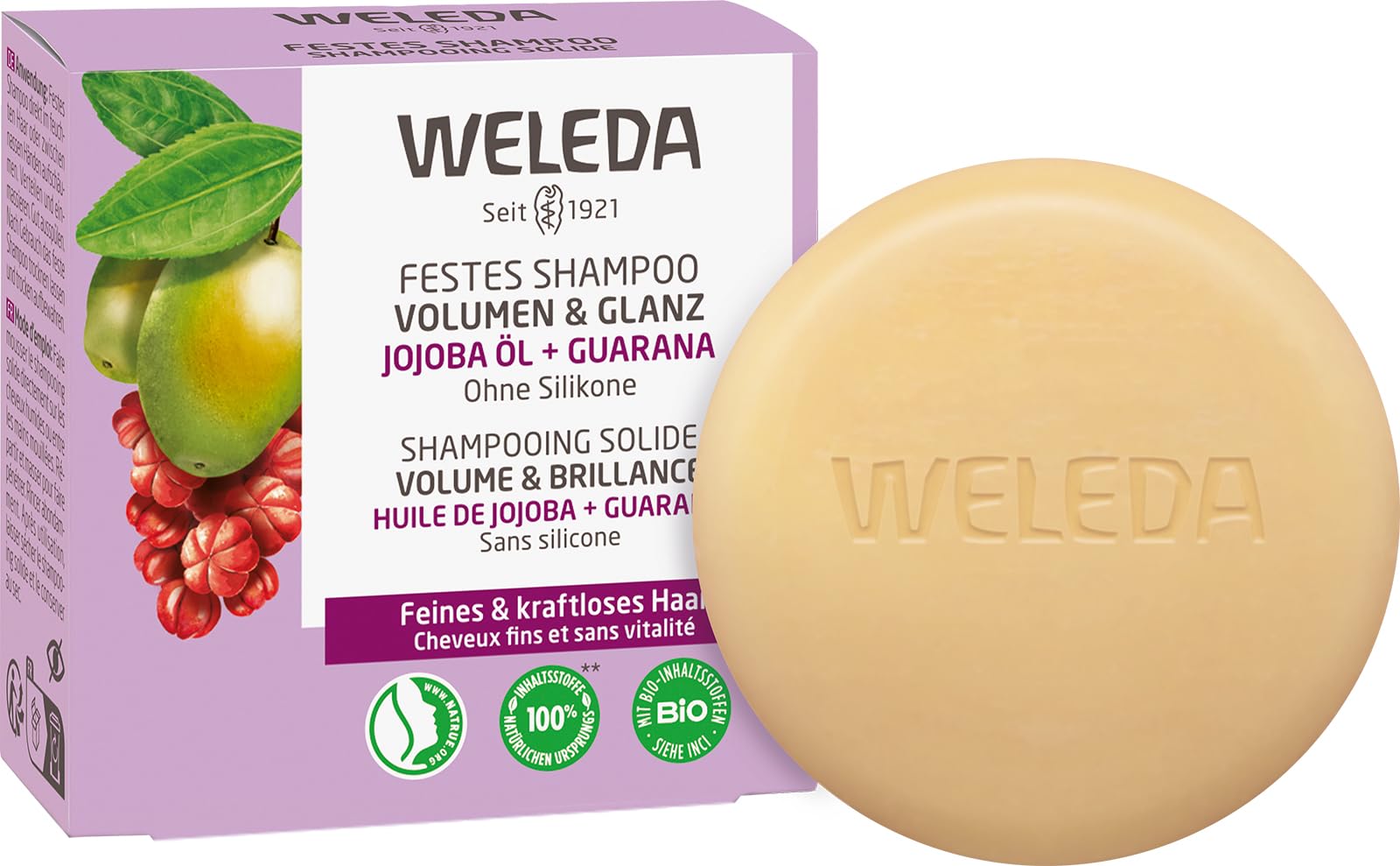 weleda-bio-festes-shampoo-volumen-glanz-50-g-silikonfreie-haarseife-mit-jojoba-l image 1