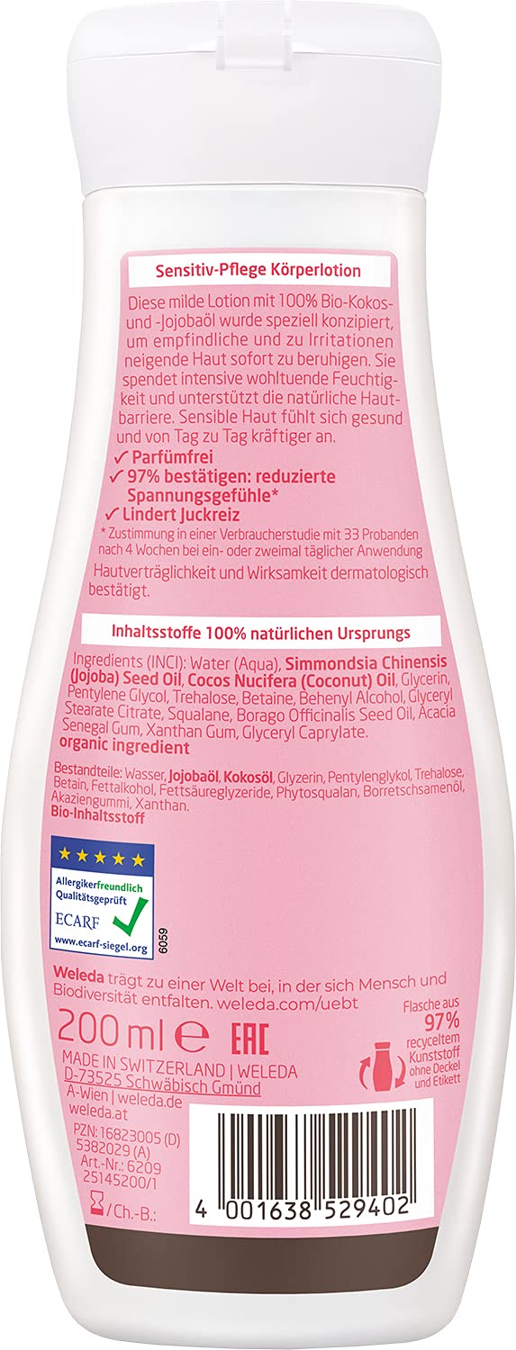 weleda-bio-sensitiv-bodylotion-200-ml-parf-mfreie-vegane-k-rperlotion-mit-kokos- image 2