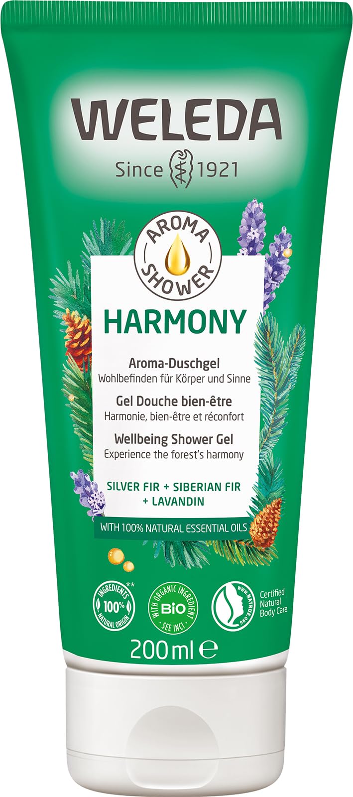 weleda-bio-aroma-shower-harmony-duschgel-200-ml-vegane-naturkosmetik-dusche-mit- image 1