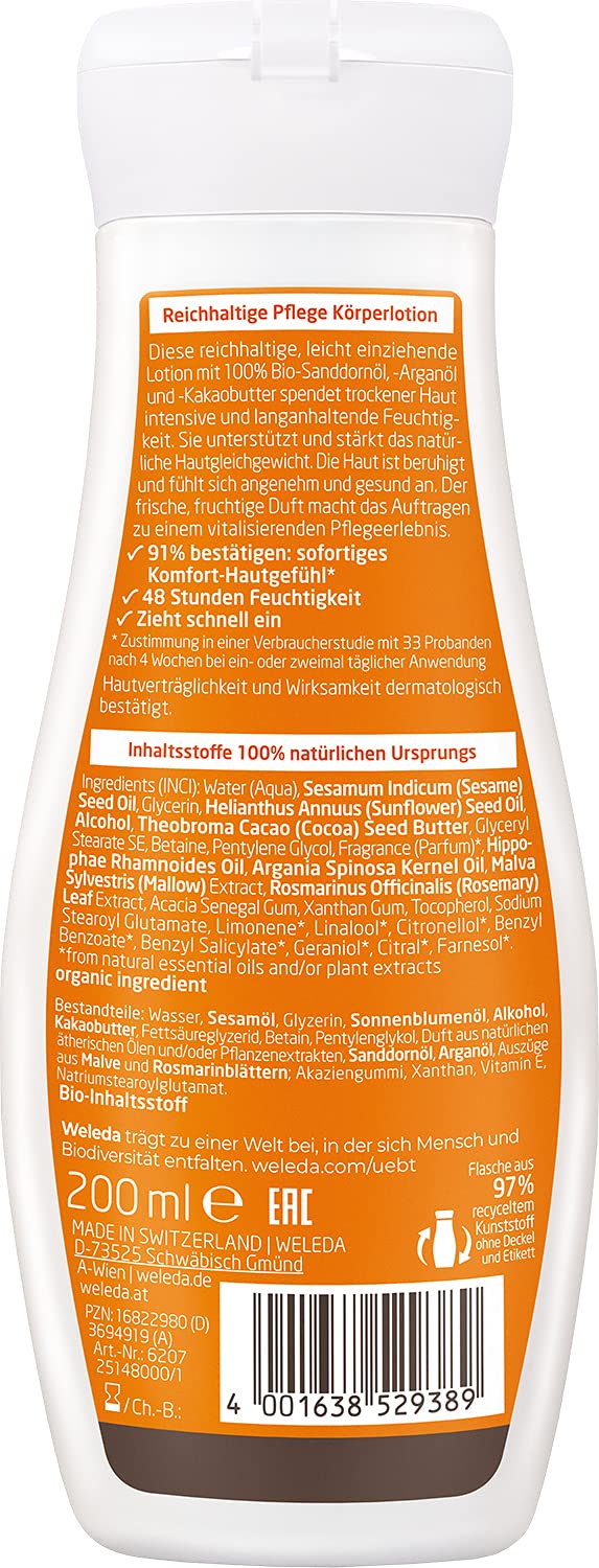 weleda-bio-sanddorn-bodylotion-200-ml-reichhaltige-vegane-k-rperlotion-f-r-trock image 2