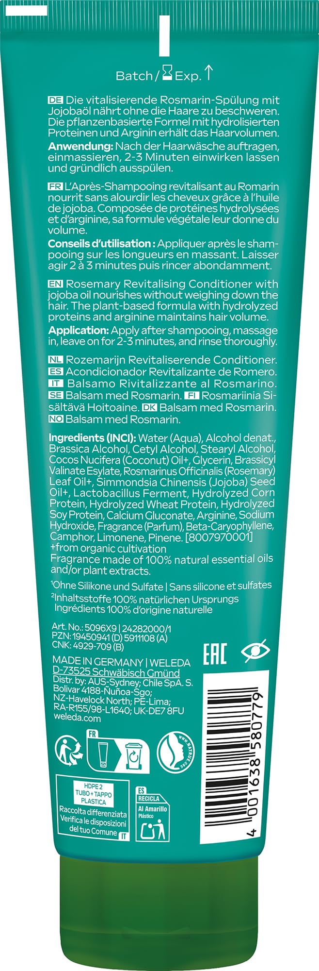 weleda-bio-rosmarin-revitalising-conditioner-150-ml-vegane-haarsp-lung-mit-jojob image 2