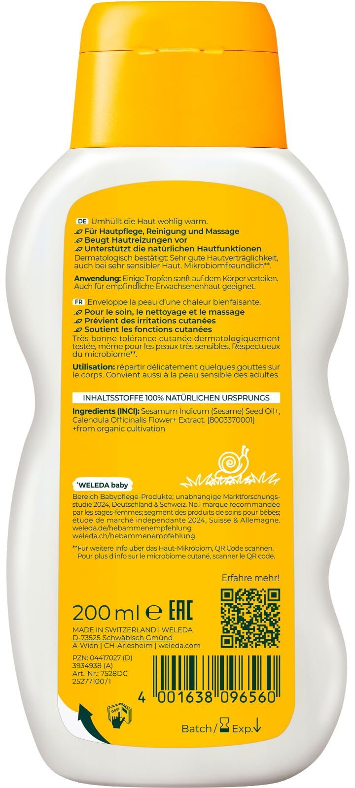weleda-bio-baby-calendula-pflege-l-parf-mfrei-veganes-baby-l-mit-bio-sesam-l-zur image 2
