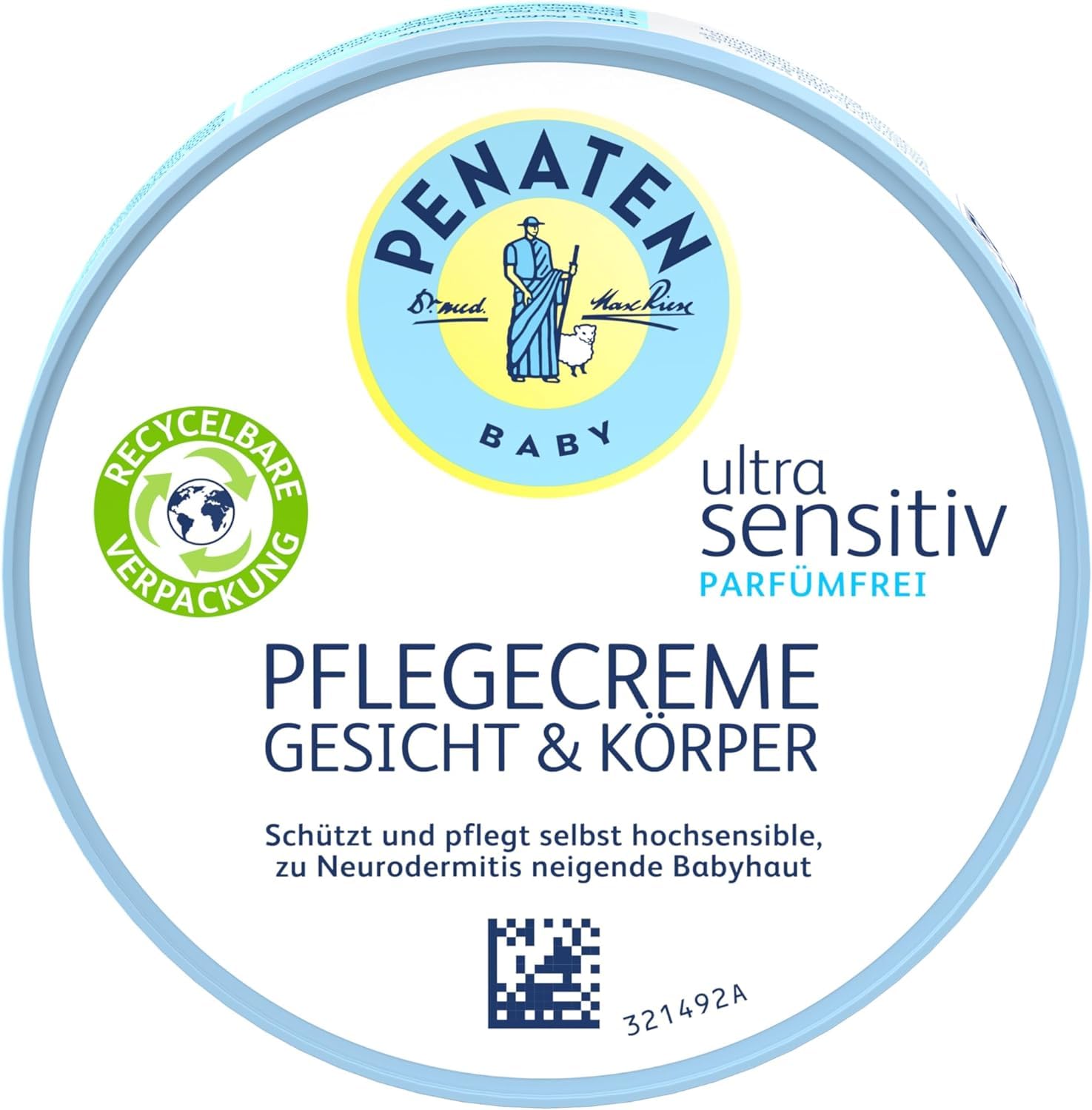 penaten-ultra-sensitiv-pflegecreme-gesicht-k-rper-100-ml-parf-mfreie-baby-gesich image 1